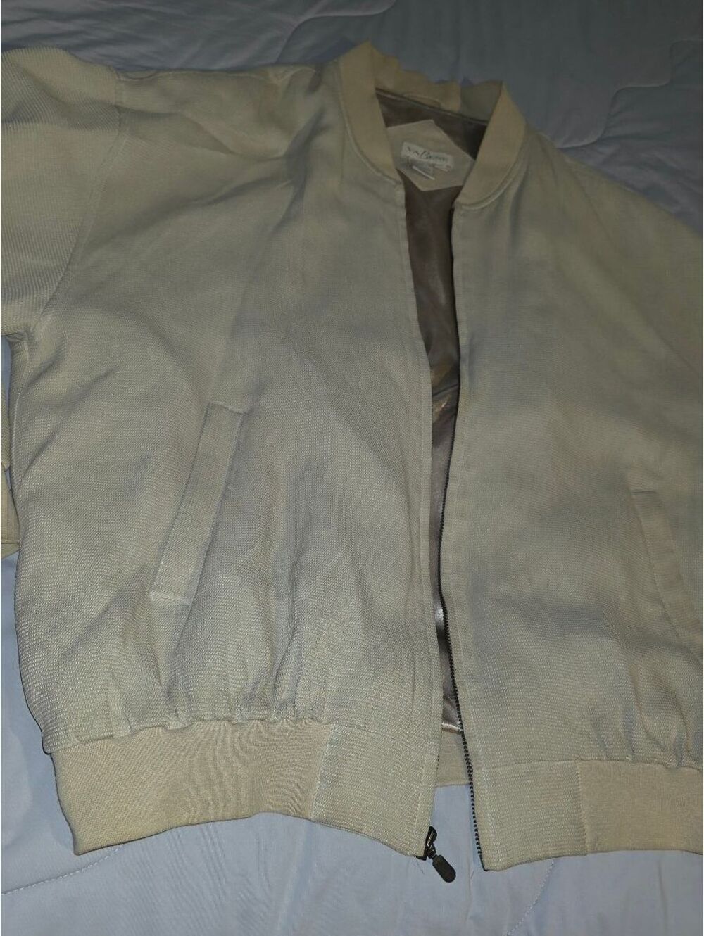 Vintage Bomber Va Bene Mens Cream Jacket - Large